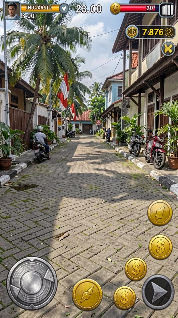s9s9 - Tampilan level pertama dengan banyak rintangan.